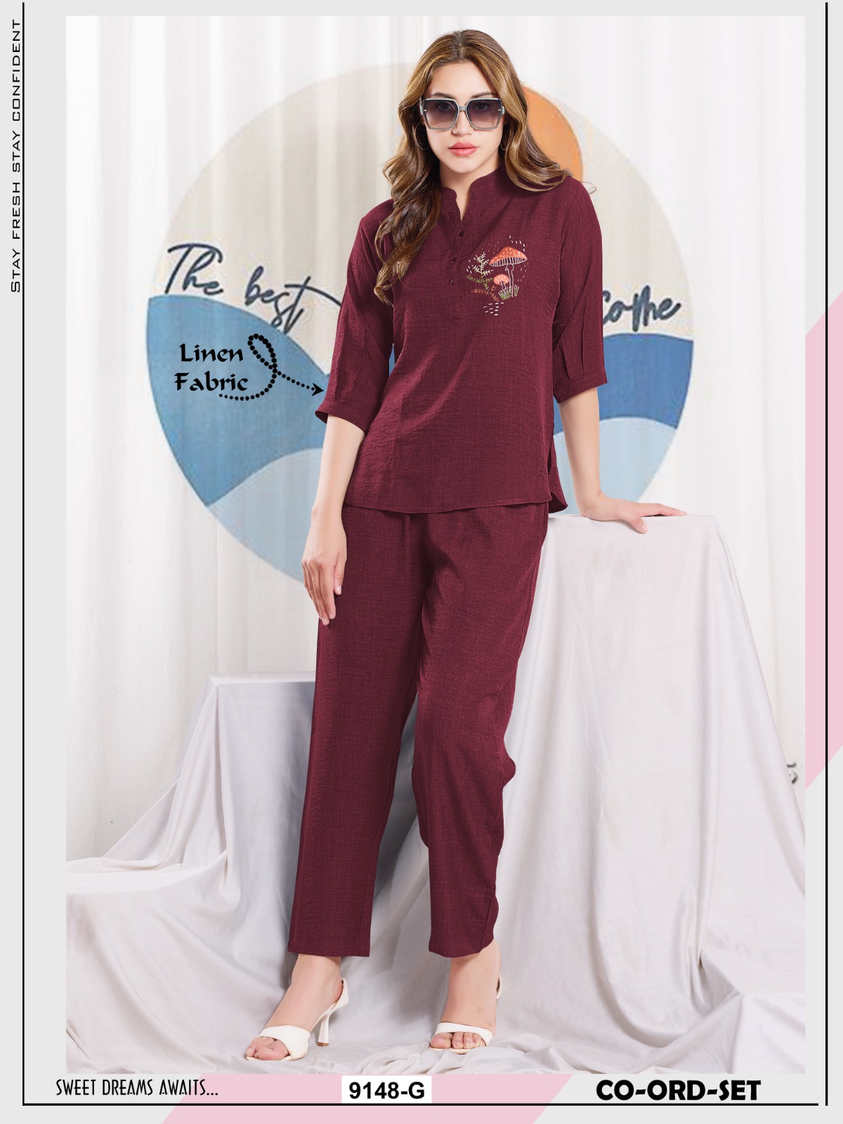 Embroidery Linen cotton co-ord set