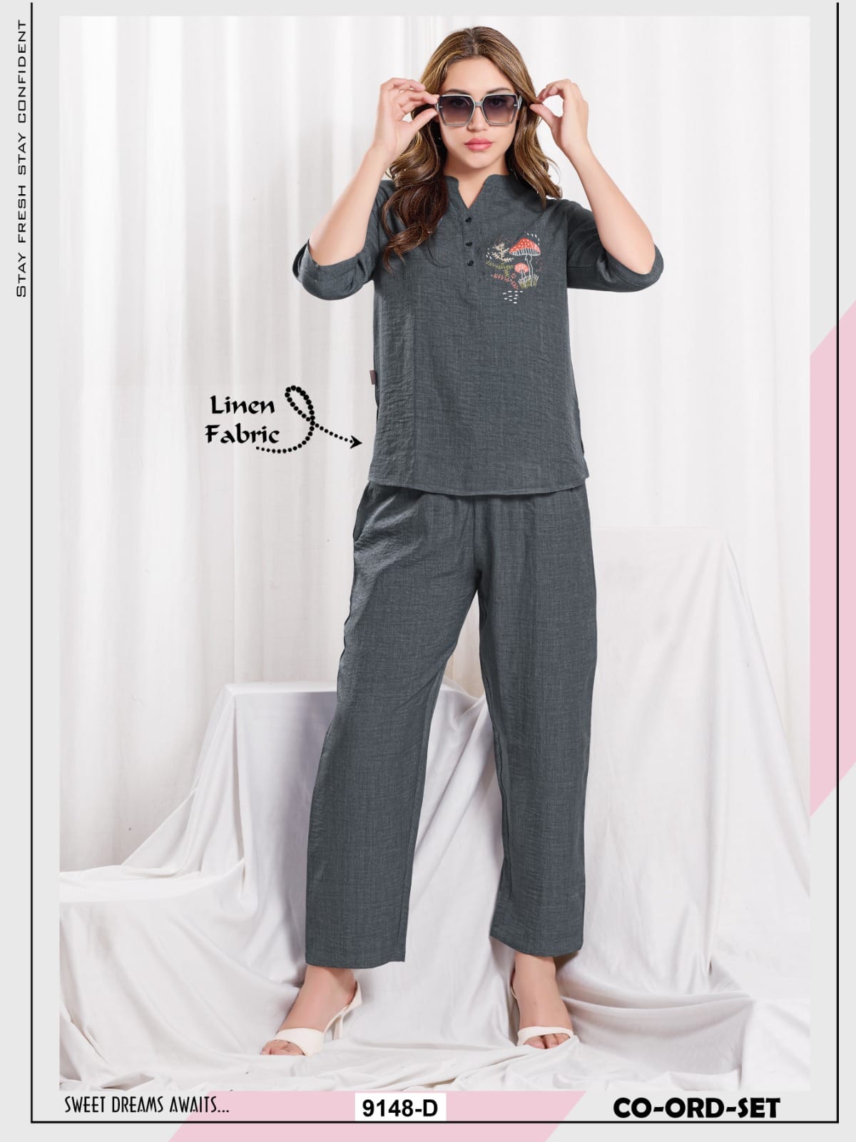 Embroidery Linen cotton co-ord set